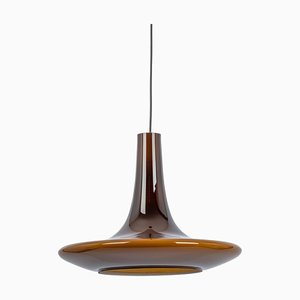 Brown Opal Glass Pendant Light from Peill & Putzler, Germany, 1970s