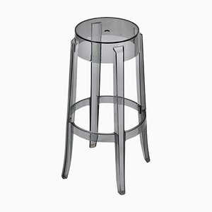 Smoke Grey Charles Ghost Stool attributed to Philippe Starck for Kartell, Italy, 1990s