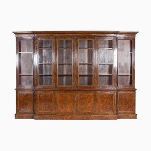 Libreria Breakfront in radica di noce, Regno Unito, anni '20