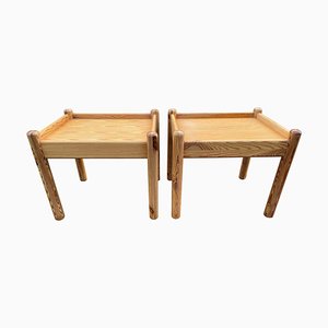 Scandinavian Brutalist Pine Side Tables or Nightstands, 1970s, Set of 2