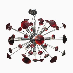 Lustre Sputnik Rouge Fait Main en Verre de Murano de Simoeng, Italie