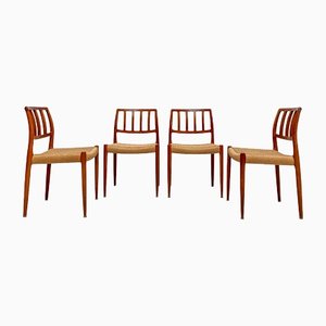 Vintage Danish Model No. 83 Dining Chairs in Teak by Niels Otto Møller, 1970s, Set of 4