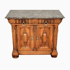 Antique Victorian Sideboard in Oak with Marble Top, 1890s