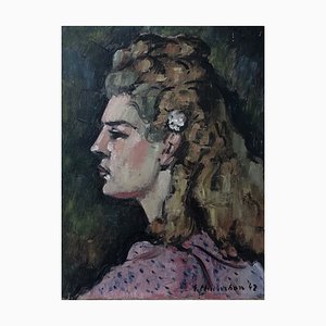 Emile-François Chambon, Portrait de Jeune Femme Blonde, 1942, Oil on Cardboard
