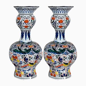 Polychrome Earthenware Vases from Royal Delft, Set of 2
