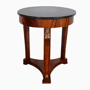 Empire Style Return from Egypt Pedestal Table in Mahogany Burl, Late 19th Century