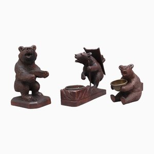 Antique Black Forest Carvings of Bears, 1880, Set of 3