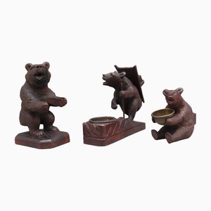 Sculptures d'Ours Antiques de la Forêt Noire, 1880, Set de 3