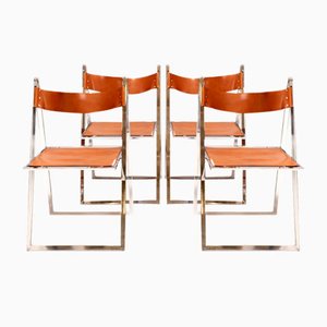 Chaises Pliantes Mid-Century par Fontoni & Geraci pour Lübke, Italie, 1960s, Set de 4