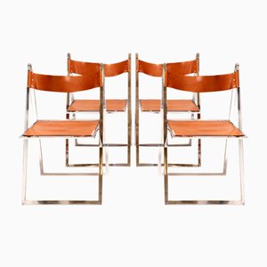 Mid-Century Italian Folding Chairs by Fontoni & Geraci for Lübke, 1960s, Set of 4