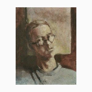 After Karol Larisch, Portrait with Glasses, 1920s, Oil on Canvas, Framed