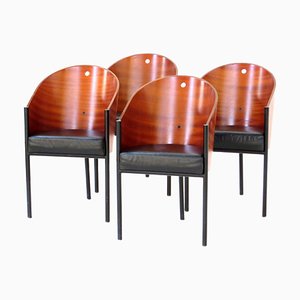 Leather Dining Chairs, Italy, 1980s, Set of 4