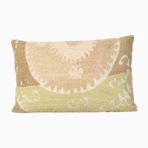 Vintage Neutral Yellow Suzani Couch Cushion Cover