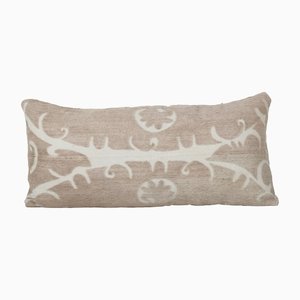 Rectangular Decorative Vintage Cotton Beige Suzani Cushion Cover