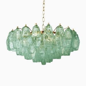 Lustre Poliedro en Verre Murano Vert avec Structure en Métal Doré de Simoeng