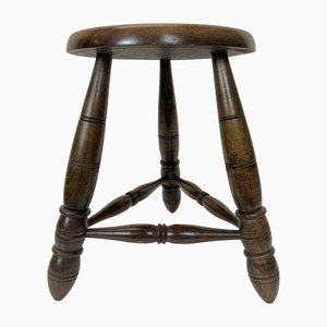 Mid-Century French Oak Tripod Stool in the Style of Charles Dudouyt, 1950s