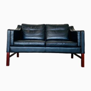 Vintage Mid-Century Danish Black Leather Sofa by Skipper Furniture