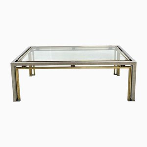 Vintage Coffee Table in Brass and Chome, 1980s