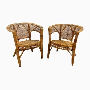Mid-Century Rattan Easy Chairs, 1960s, Set of 2