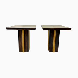 Italian Art Deco Parchment Coffee Tables in Maple and Macassar, 1980s, Set of 2