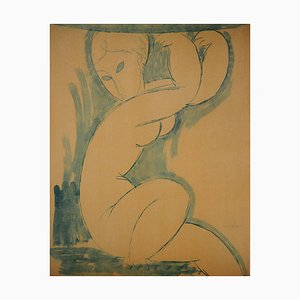 Amedeo Modigliani, Blue Caryatid 2, Lithograph and Stencil on Arches Paper, 1960