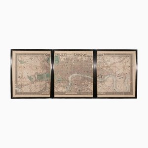 Mappa trittico grande di Londra 86 antica, set di 3