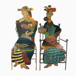 Sedie scultoree attribuite a Pable Picasso, anni '70, set di 2