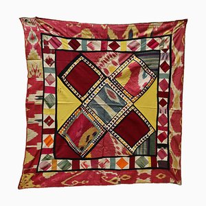 Bestickter Vintage Usbekischer Patchwork Wandteppich, 1920er