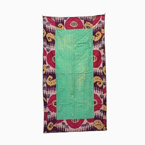 Tapiz tribal uzbeko vintage de seda, años 20
