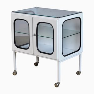 Glass and Steel Medical Trolley, 1985