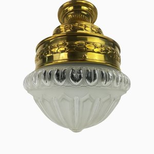 Deckenlampe mit Original Glasschirm, 1910