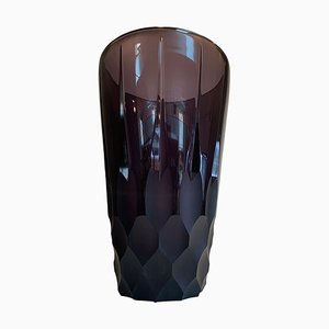 Italian Violet Crystal Handmade Cut Vase from Simoeng