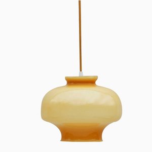 French Pendant Light in Opaline Glass, 1970