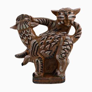 Stoneware Cats Figure by Helge Christoffersen