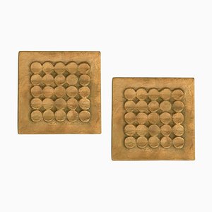Minimalistische quadratische Türgriffe aus Bronze, 1970er, 2er Set