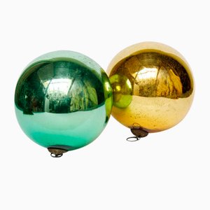 Antique Witches Balls, 1890s, Set of 2