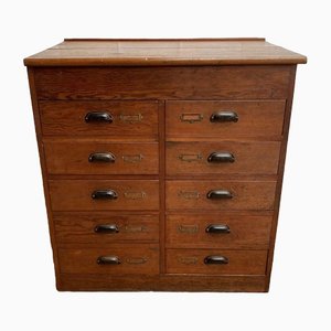 Antique Pitch Pine Architects Shop Draftsman Bank of Drawers, 1890s