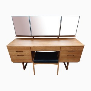 Mid-Century Uniflex Dressing Table in Teak with Stool and Mirror by Gunther Hoffstead, 1960
