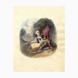 After Solomon Alexander Hart, Troubadour Gypsy with Lady, 1829, Watercolor