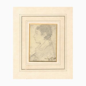 Posiblemente George Dawe RA, Retrato de un niño de perfil, 1798, Dibujo de grafito, enmarcado