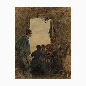 Possibly Charles Raymond Chabrillac, French Peasants, Early 19th Century, Watercolour