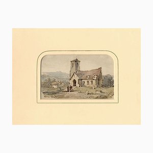 Unidentified Subjects, Unidentified Subjects, William Burgess of Dover, Country Church with Figures 1829, Watercolour, 1800s, Paper, 1800s, Watercolor