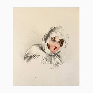 William Warman, Retrato de mujer con gorro, mediados del siglo XIX, acuarela