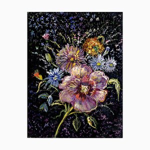 Gustave Bourgogne, Rose and Daisies, Mid 20th Century, Gouache Painting