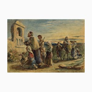 Jesus Feeding the Five Thousand, 19th Century, Watercolour
