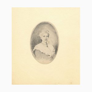 Comte Mario Grixoni, Portrait Ovale de Dame Édouardienne, Début du 20ème Siècle, Dessin Graphite