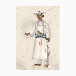 Indian Company School Artist, Messager avec Lettre, 1800s, Gouache sur Mica