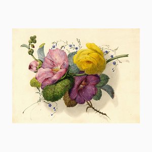 James Holland OWS, Rose & Forget-Me-Not Blumen, Mitte des 19. Jahrhunderts, Aquarell