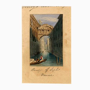 Nach Samuel Prout, Seufzerbrücke, Venedig Miniatur, 1830er, Aquarell