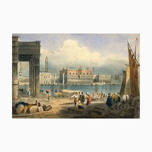 Nach Samuel Prout, Dogenpalast von St. George's, Venedig, 1830er, Aquarell